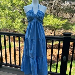 Halter Tiered Maxi Dress in Blue NWOT